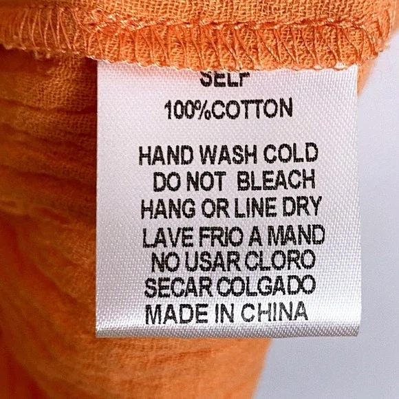 NEW Easel Sz L Large Cotton Gauze Mini Dress Pockets Coastal Peasant Boho Beach - Picture 5 of 6